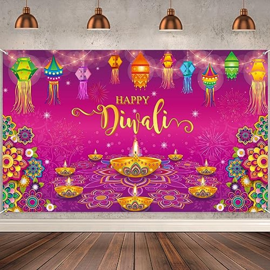 Lighting Decoration For Diwali - Mutlu Diwali Arka Plan Afişi Süslemeleri,