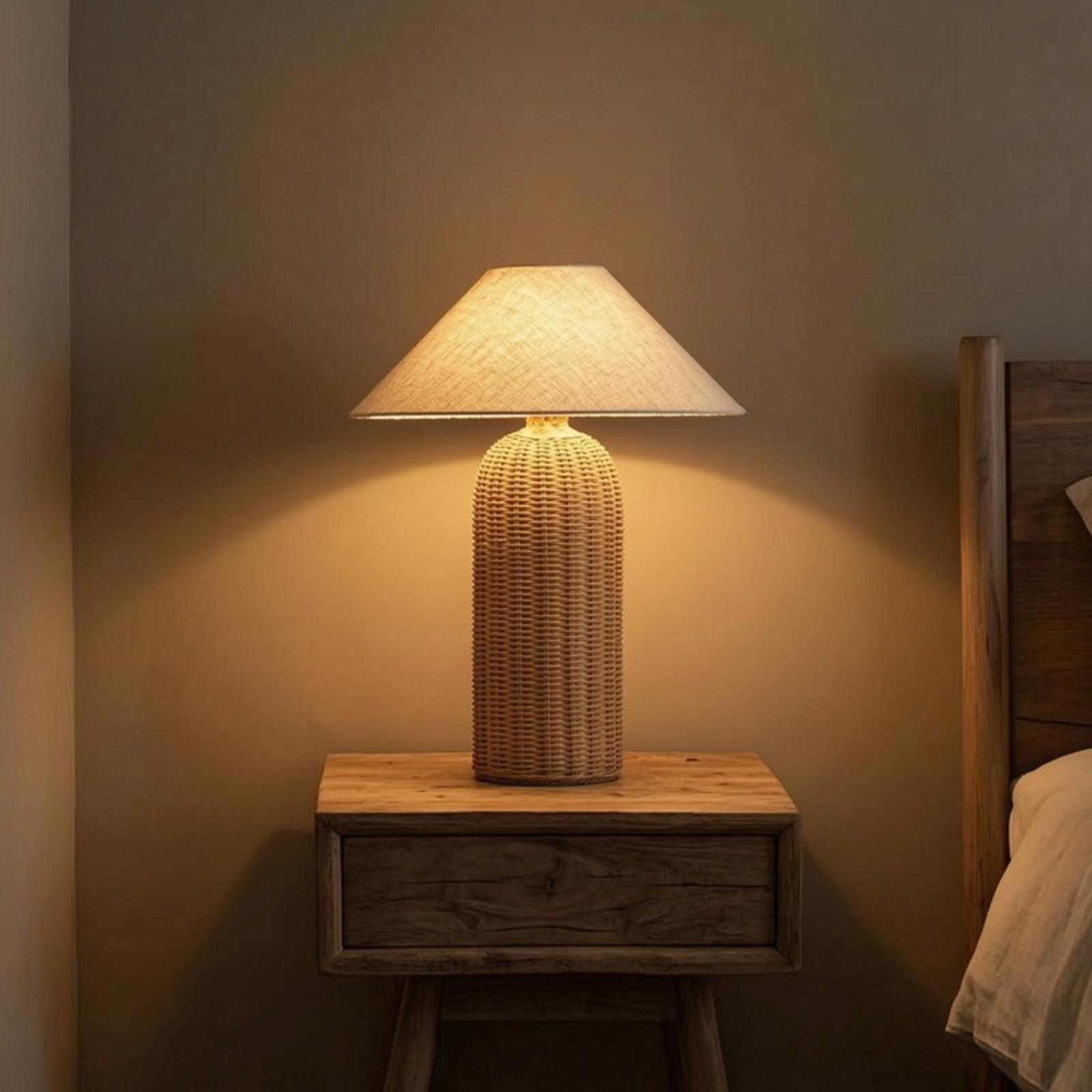 Room Lighting Bedroom Decor - Yatak Başı Lambası Rattan Tabanlı Kumaş