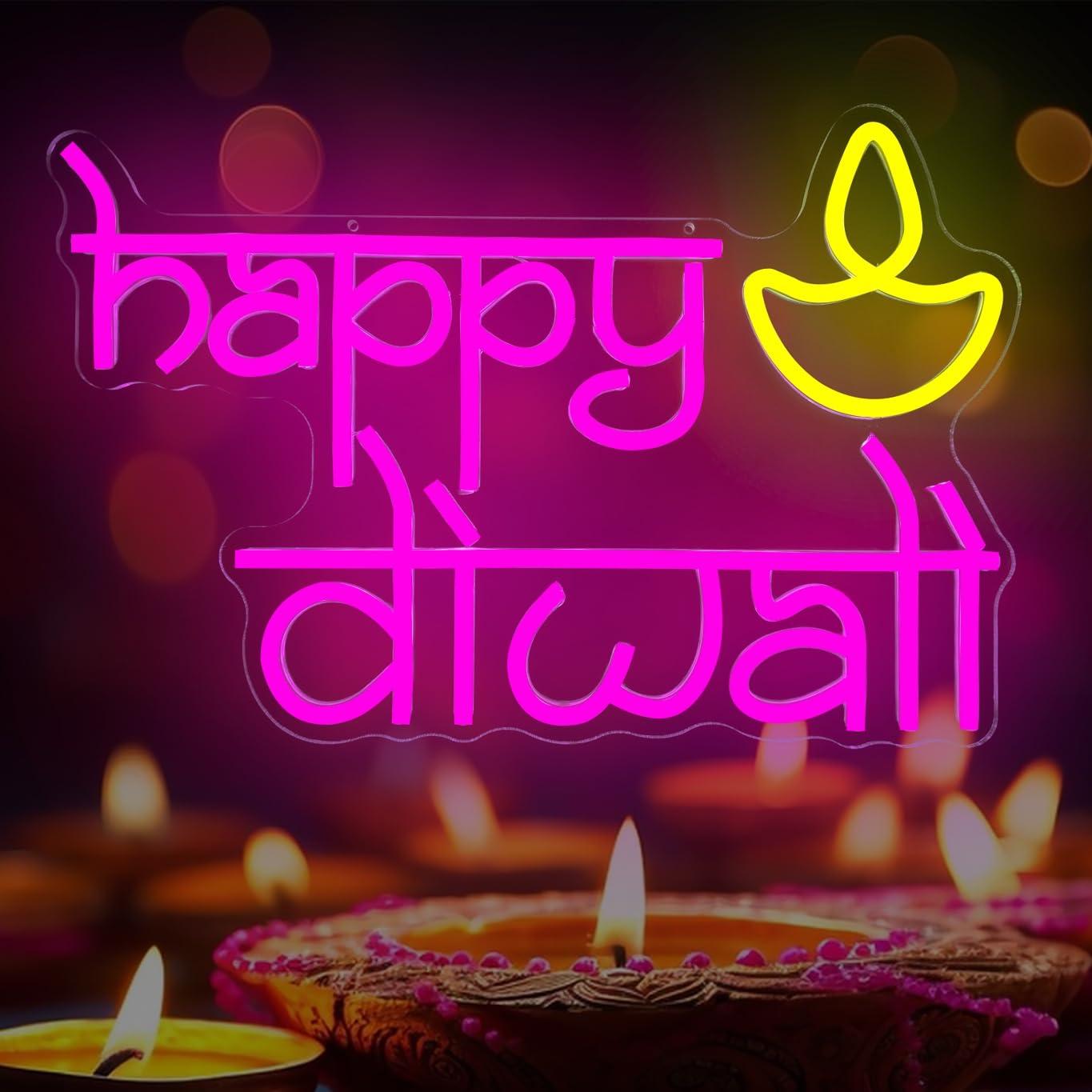 Lighting Decoration For Diwali - Mutlu Diwali Neon Tabelası USB Güçlü