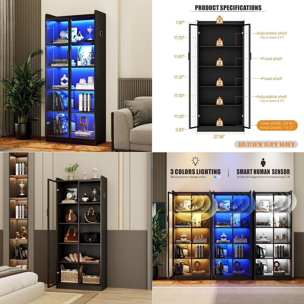 Lighting & Home Decor Studio Photos - Ayarlanabilir Raflı Vitrin, LED Işıklı İnsan