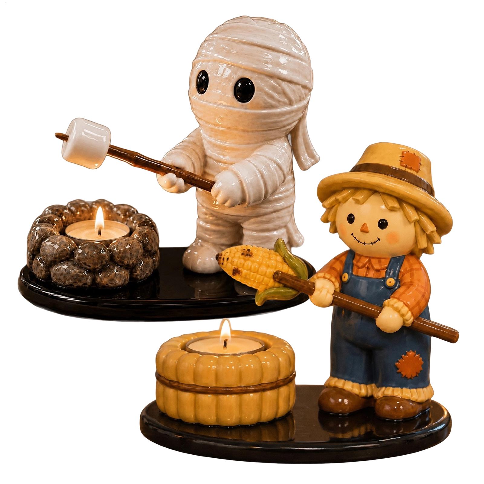 Lighting Decoration Stand - Tea Light Mumluk Reçine Komik Sevimli