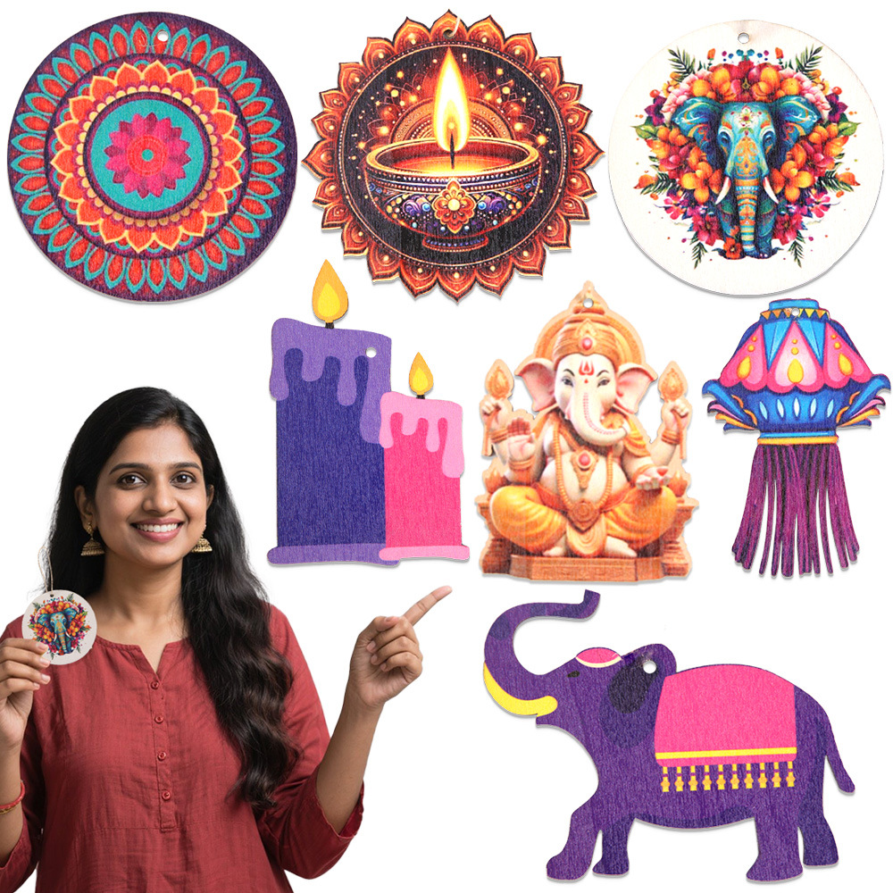Lighting Decoration For Diwali - Diwali Temalı Dekor - Ahşap Talaş