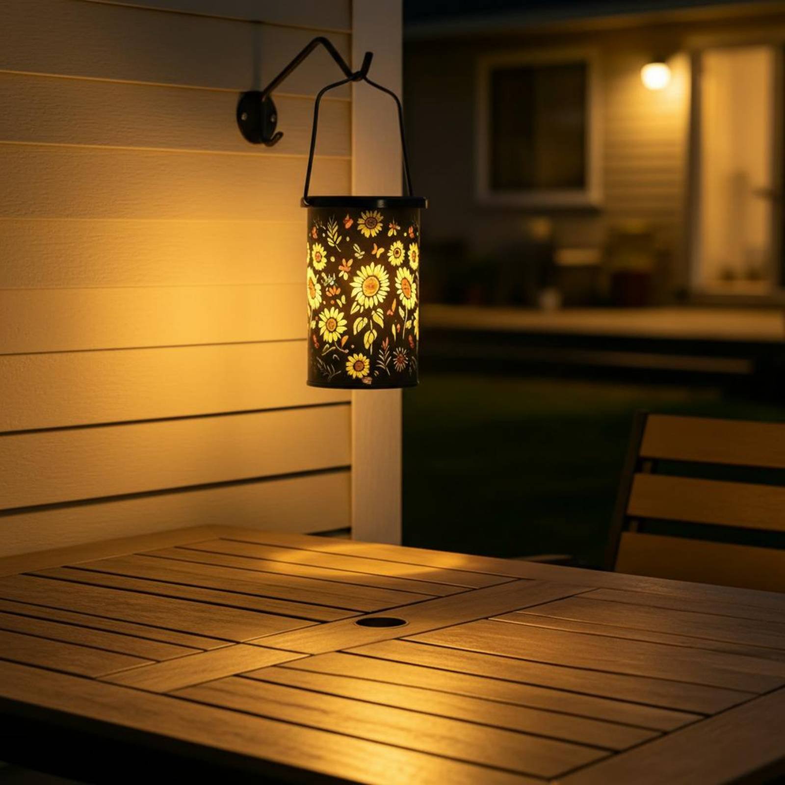 Garden Lighting Decor - Çiçekli Fener Vintage Tasarım Asılı Güneş