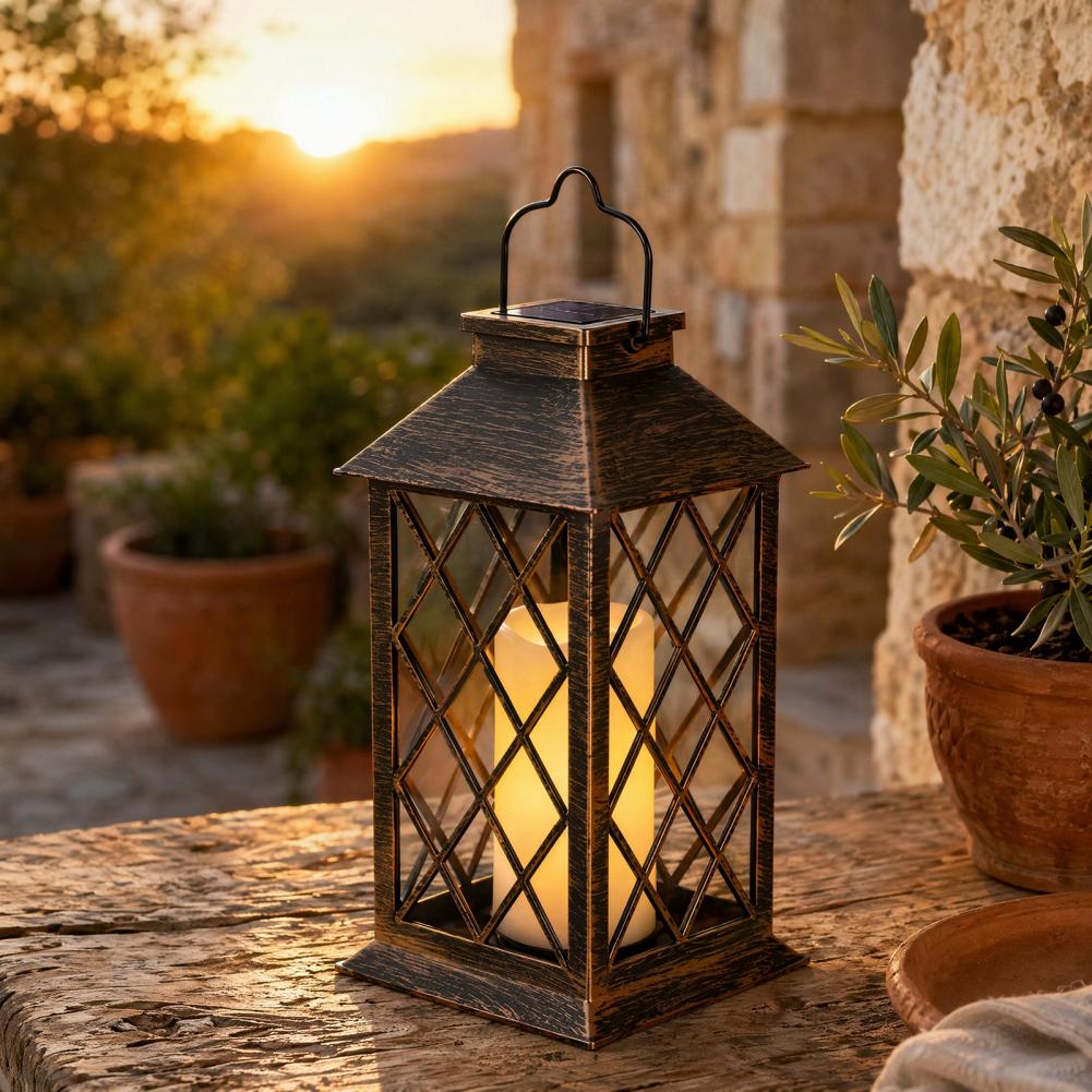 Garden Lighting Decor - Retro Güneş Enerjili Fener, Dış Mekan