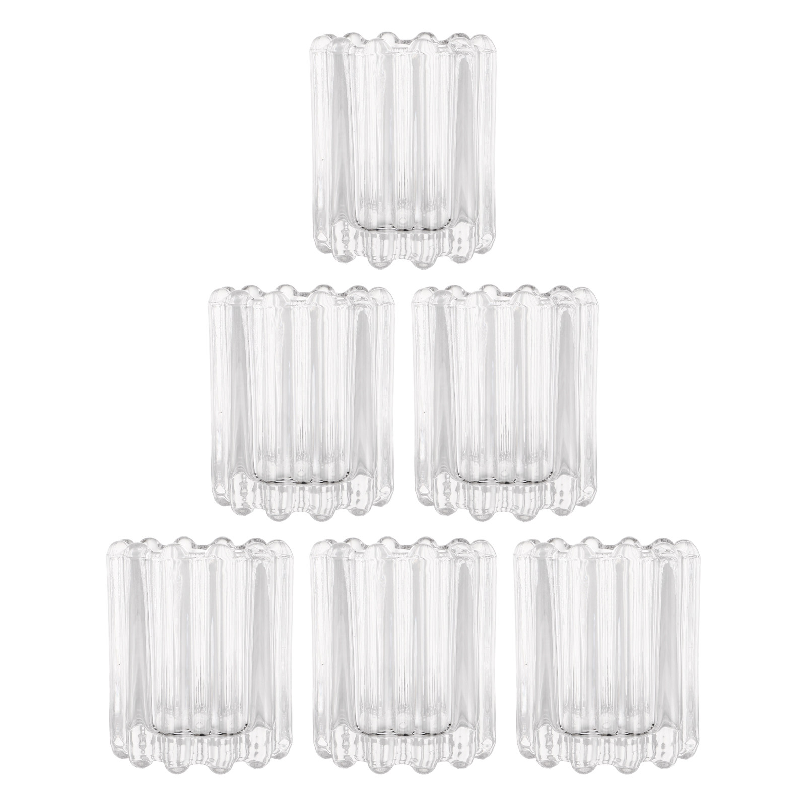 Vintage Lighting Decor - 6 Adet Şeffaf Cam Vintage Mumluklar